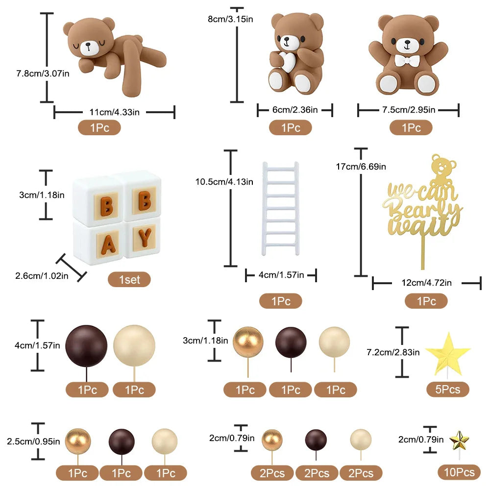 Bear Cake Toppers Mini Bear Cake Decorations