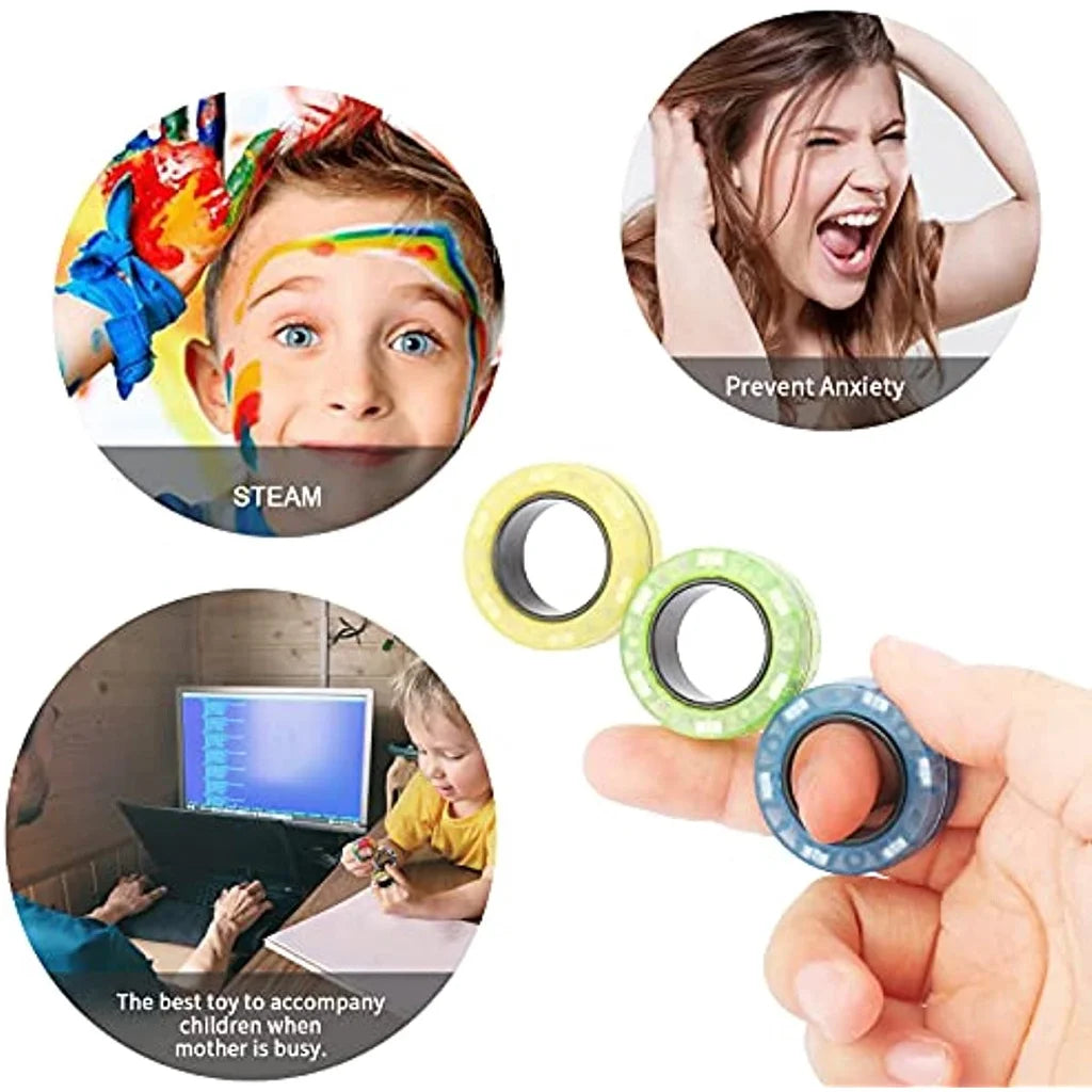 Magnetic Rings Fidget Toy Set Adult Fidget Magnets Spinner Rings