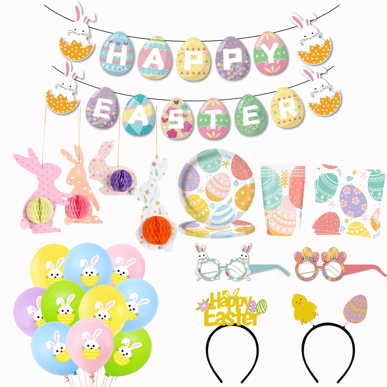 Easter Party Supplies Happy Easter Banner Disposable Tableware