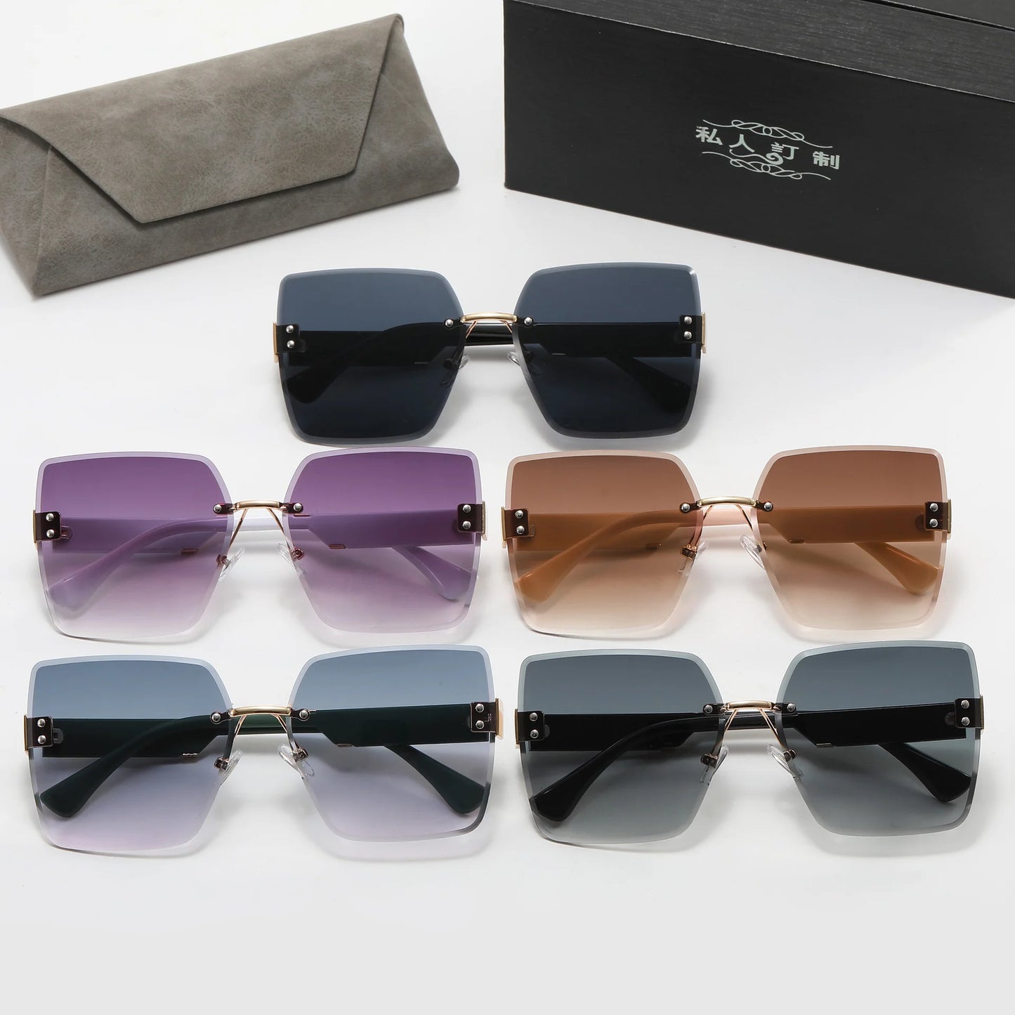 trendy Rimless Square Sunglasses