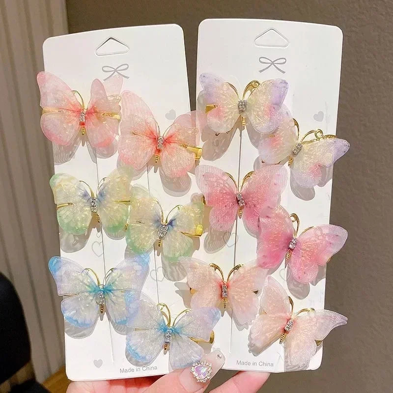 2/6Pcs Colorful Butterfly Hairpins Girl Hair Clips