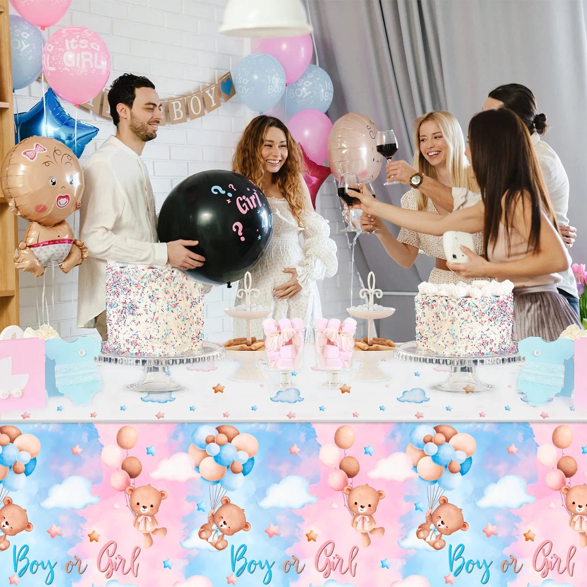 Gender Reveal Party Tablecloth