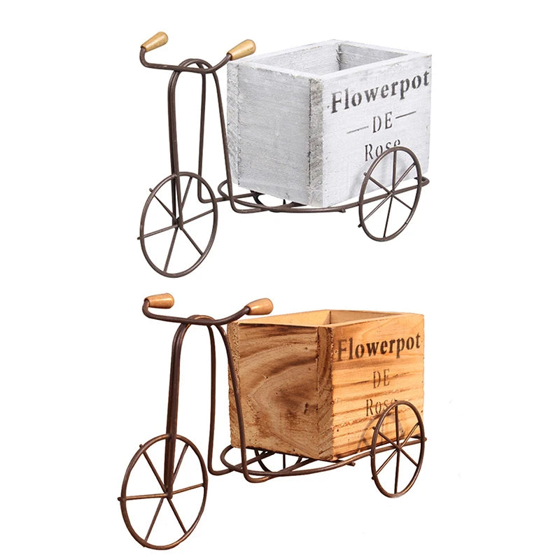 Flower Pot Wooden Bicycle Shaped