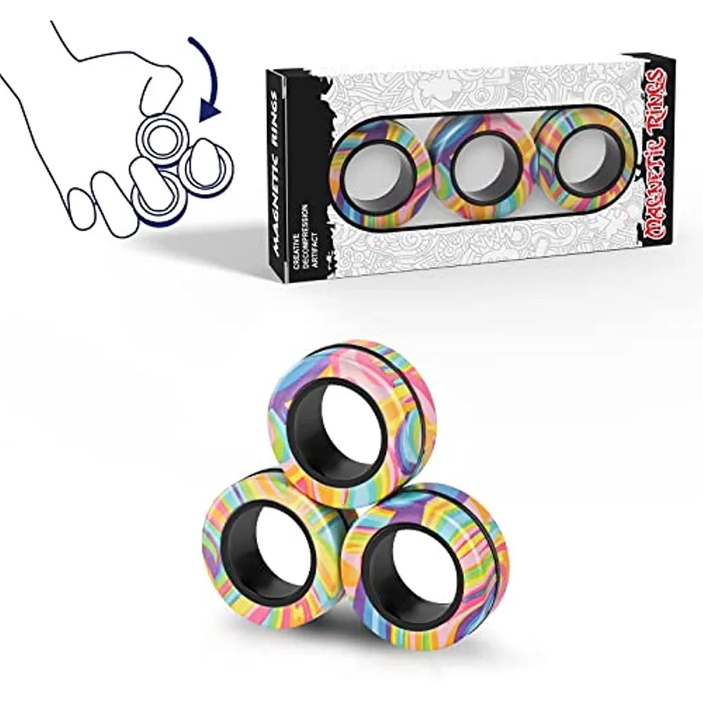 Magnetic Rings Fidget Toy Set Adult Fidget Magnets Spinner Rings