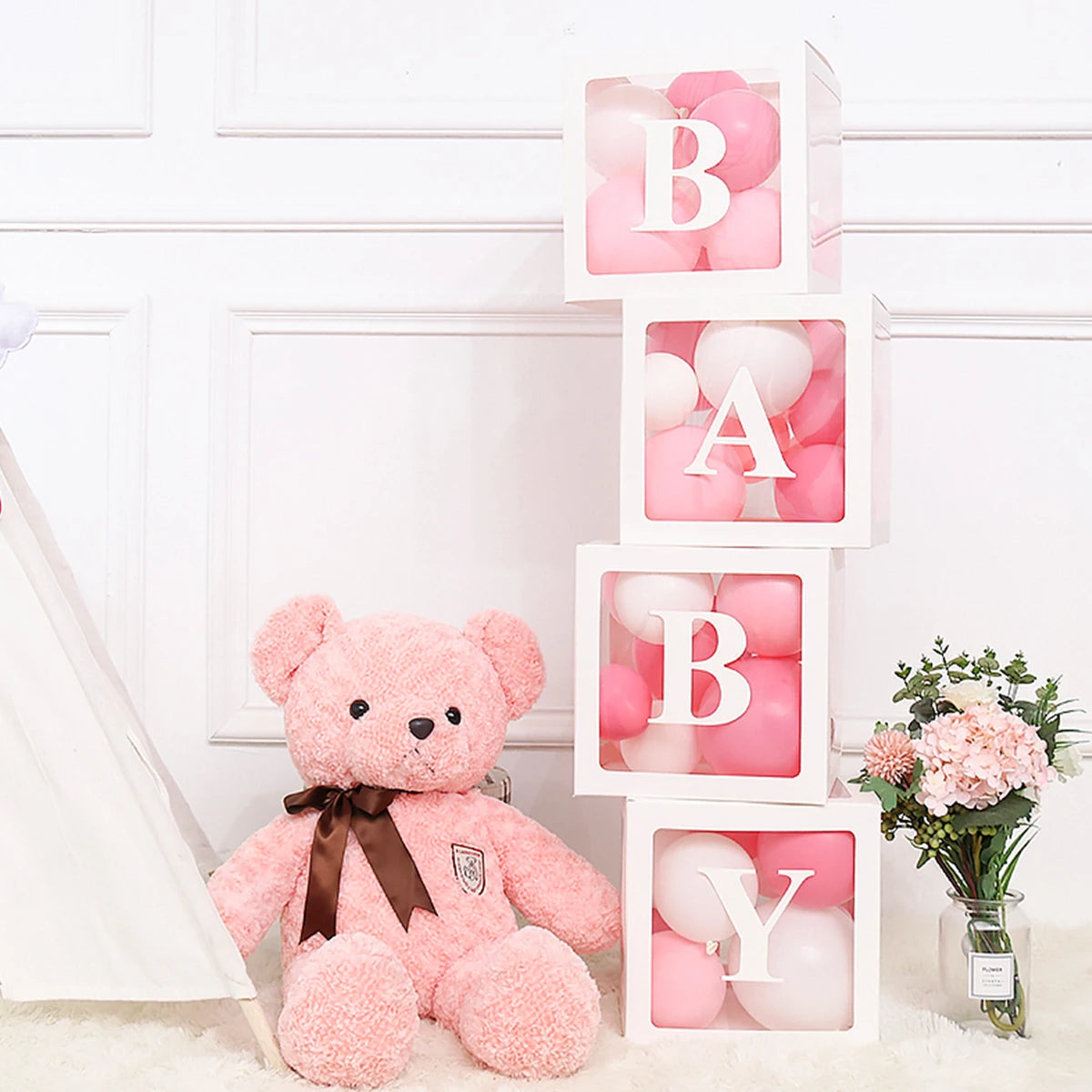 Baby Shower Decoration Balloon Box Boy Girl One Year