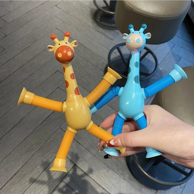 Pop Tubes Stress Relief Telescopic Giraffe Fidget Sensory Bellows Anti-stress Squeeze Toy