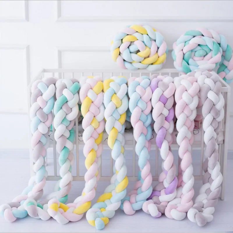 1-3.6M Baby Bumper Bed Braid Knot Pillow Cushion