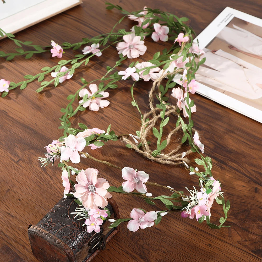 Bohemian Rattan Flower Vines Crown Headband