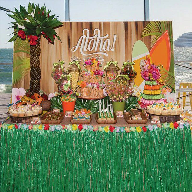 Hawaiian Party Decorations Tropical Luau Grass Table Skirt