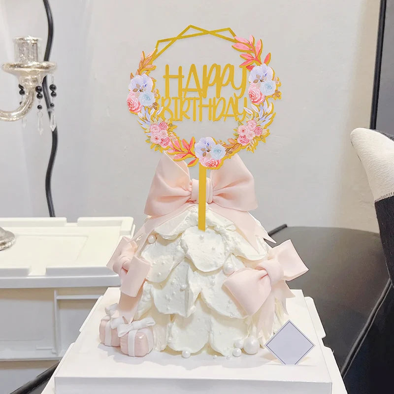 1/3Pcs Acrylic Mirror Happy Birthday Cake Topper