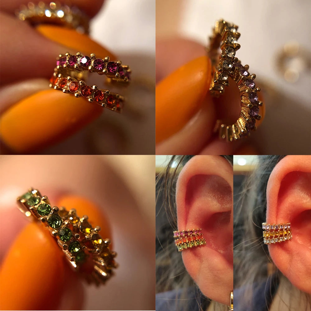 2024 New Arrival Multicolor CZ Crystal Ear Cuff