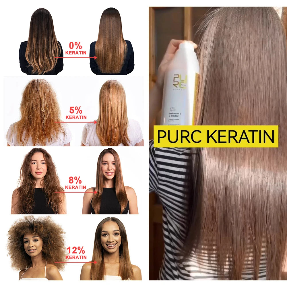 PURC 1000ml Keratin Hair Straightening Smoothing Treatment For Curly Frizzy Hair