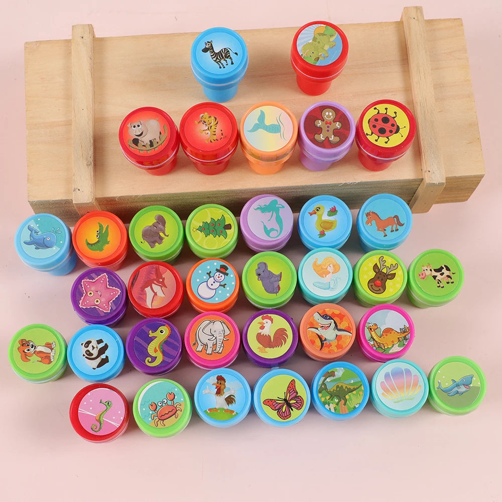 30Pcs Cute Mixed Animal Dinosaur  Stamps