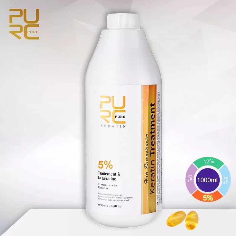 PURC 1000ml Keratin Hair Straightening Smoothing Treatment For Curly Frizzy Hair