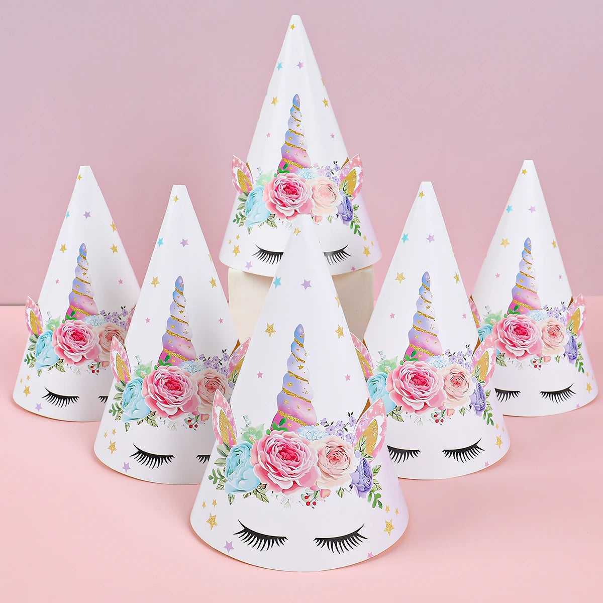 6pcs Unicorn Party Paper Caps