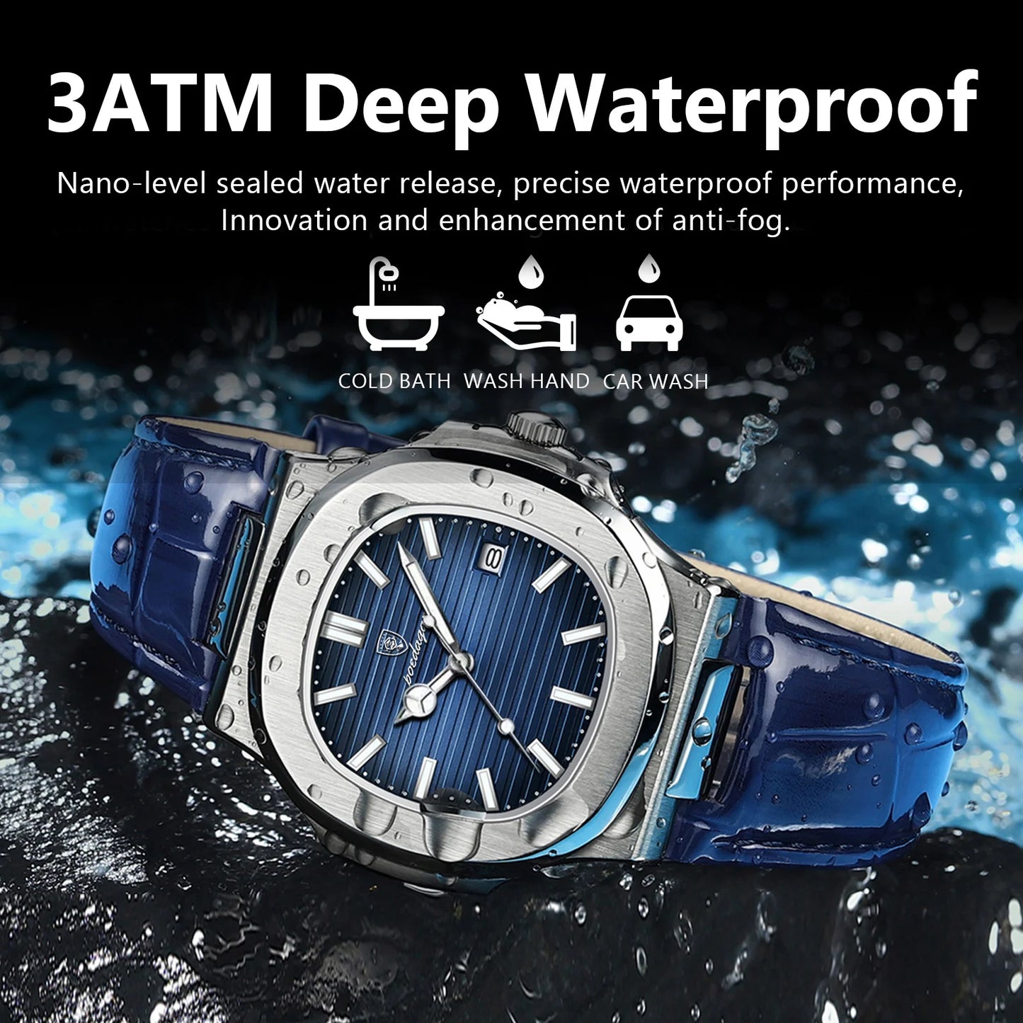 Luxury Man Wristwatch Waterproof Luminous Date Leather  Watches