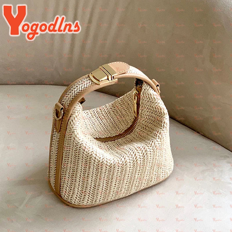 Trendy Shoulder Bag Woven Bucket Crossbody Bag