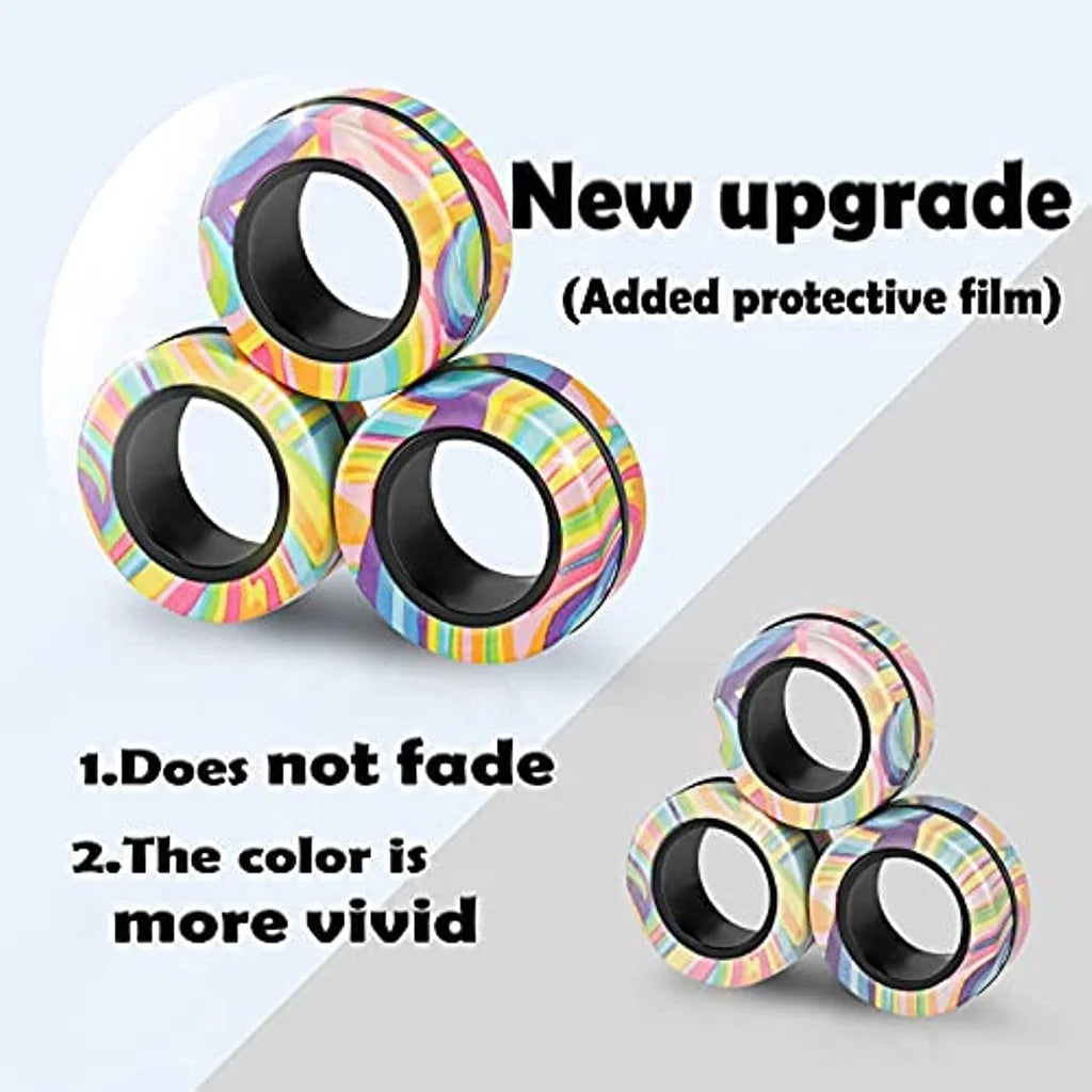 Magnetic Rings Fidget Toy Set Adult Fidget Magnets Spinner Rings