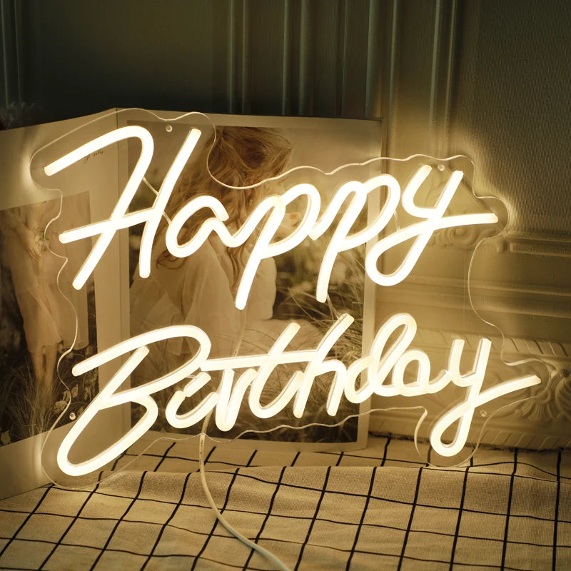 Happy Birthday LED Neon Sign Indoor Wall Lights