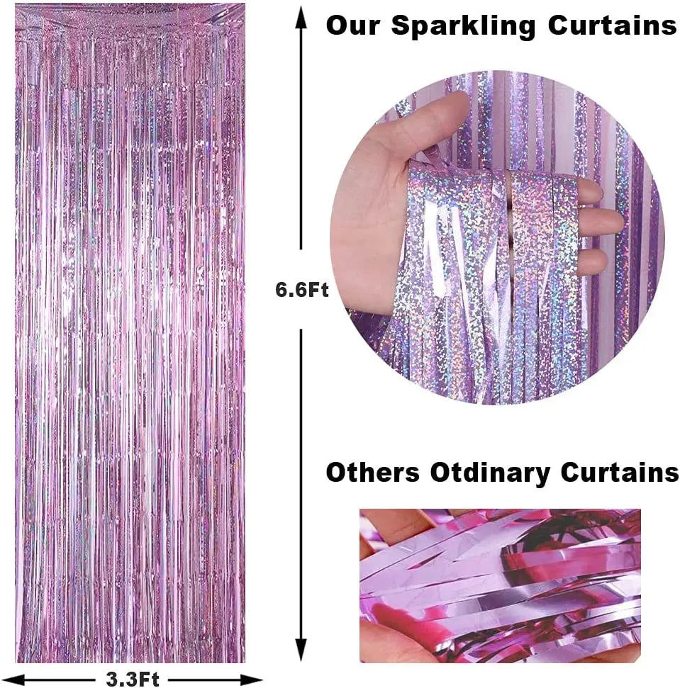 2 Meters Party Backdrop Curtains Glitter Gold Tinsel Fringe Foil Curtain