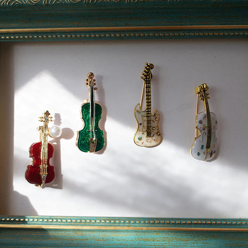 Fashion Musical Instruments  Guitar Violin  Brooch Pin