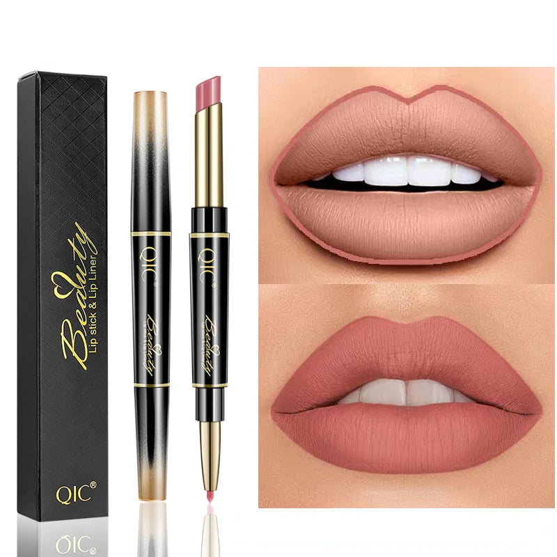 2 IN 1 Lip Liner Waterproof Matte Lipstick Pencil