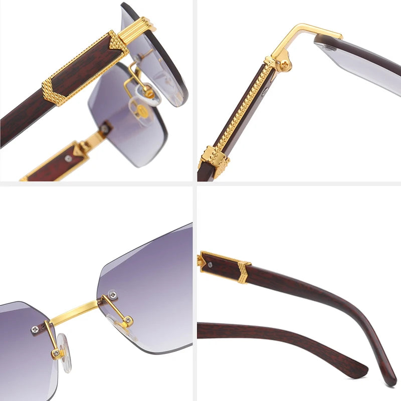 Luxury Rimless Square Sunglasses