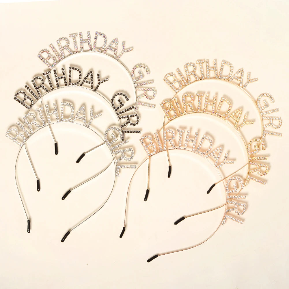 Shiny Rhinestone English Letters Happy Birthday Headband