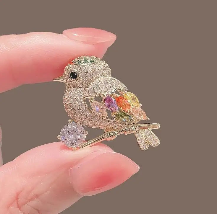 Delicate Rhinestone Bird Brooches