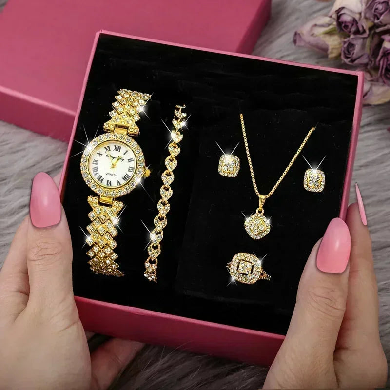 Luxury 5 Pcs Crystal  Watch set