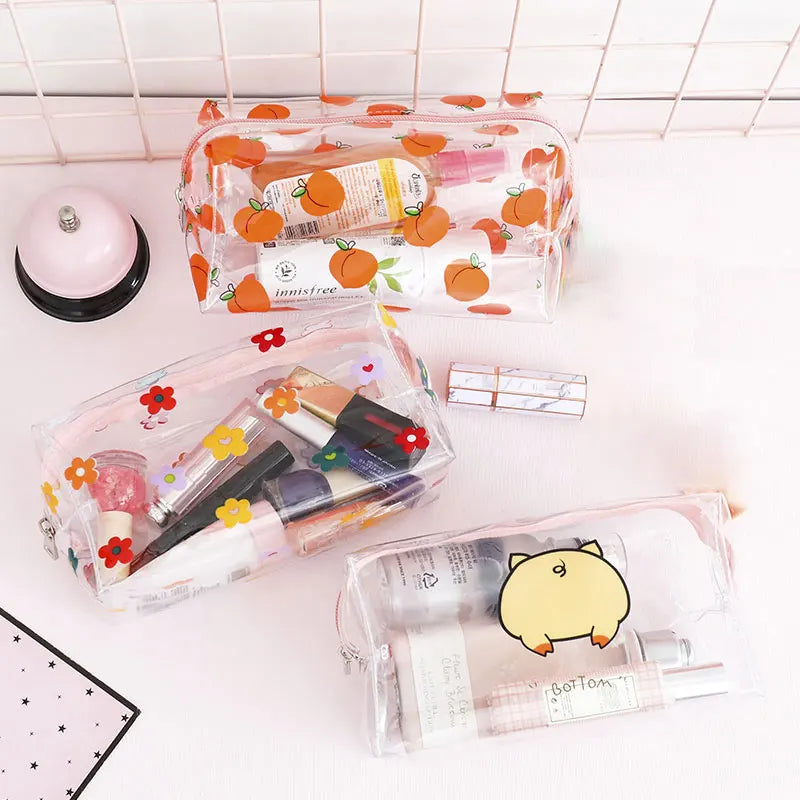 Kawaii Transparent Pencil Case Large Capacity Pen Box