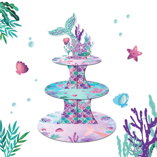 3Tier Cartoon Mermaid Tail Party Cake Display Stand