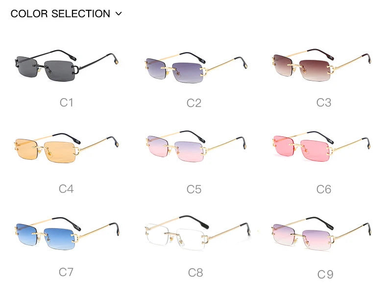 Gold Frame Rimless Sunglasses