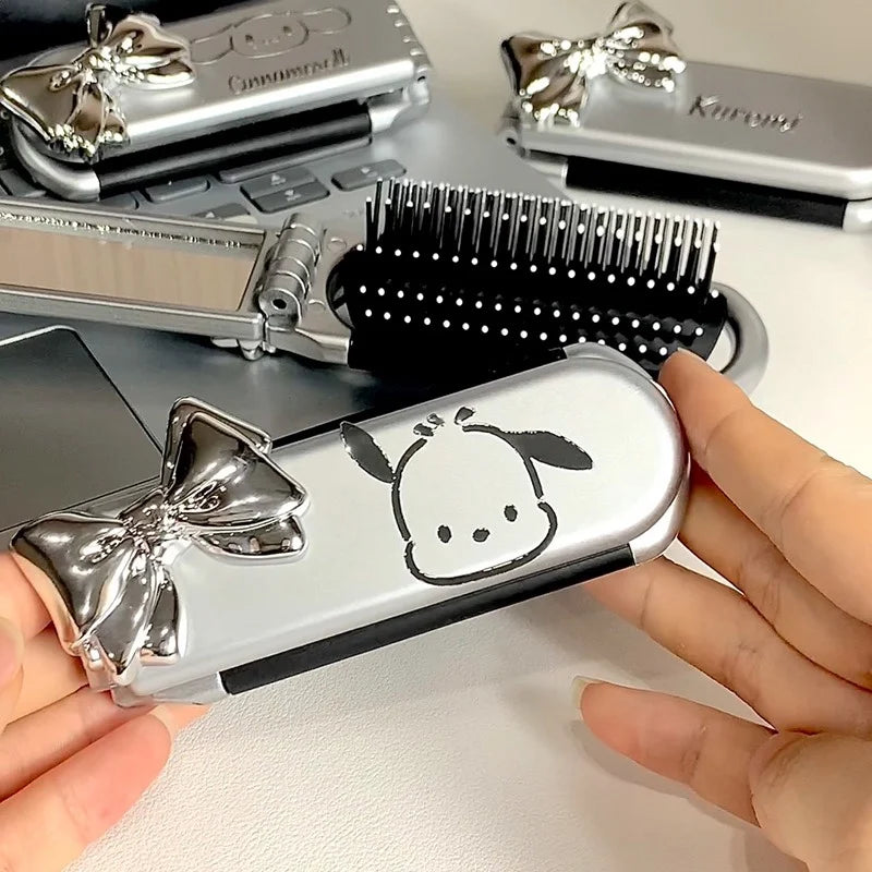 1Pcs Hello Kitty Sanrio Folding Hair Comb With Mirror