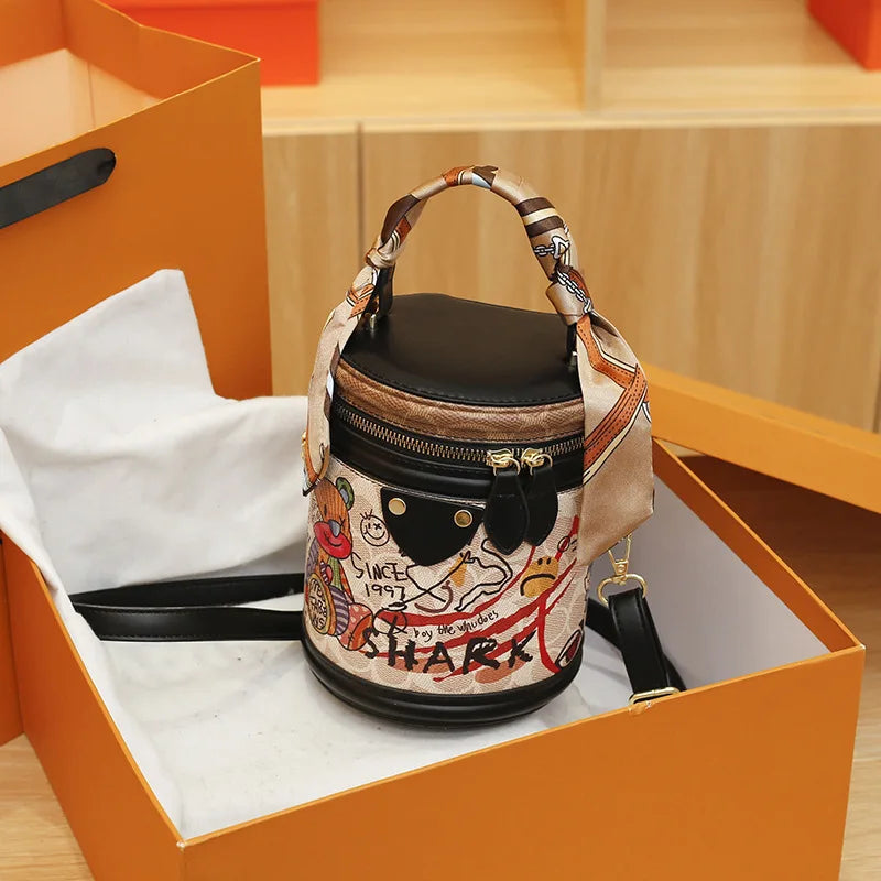 Trendy Graffiti Bucket Bag