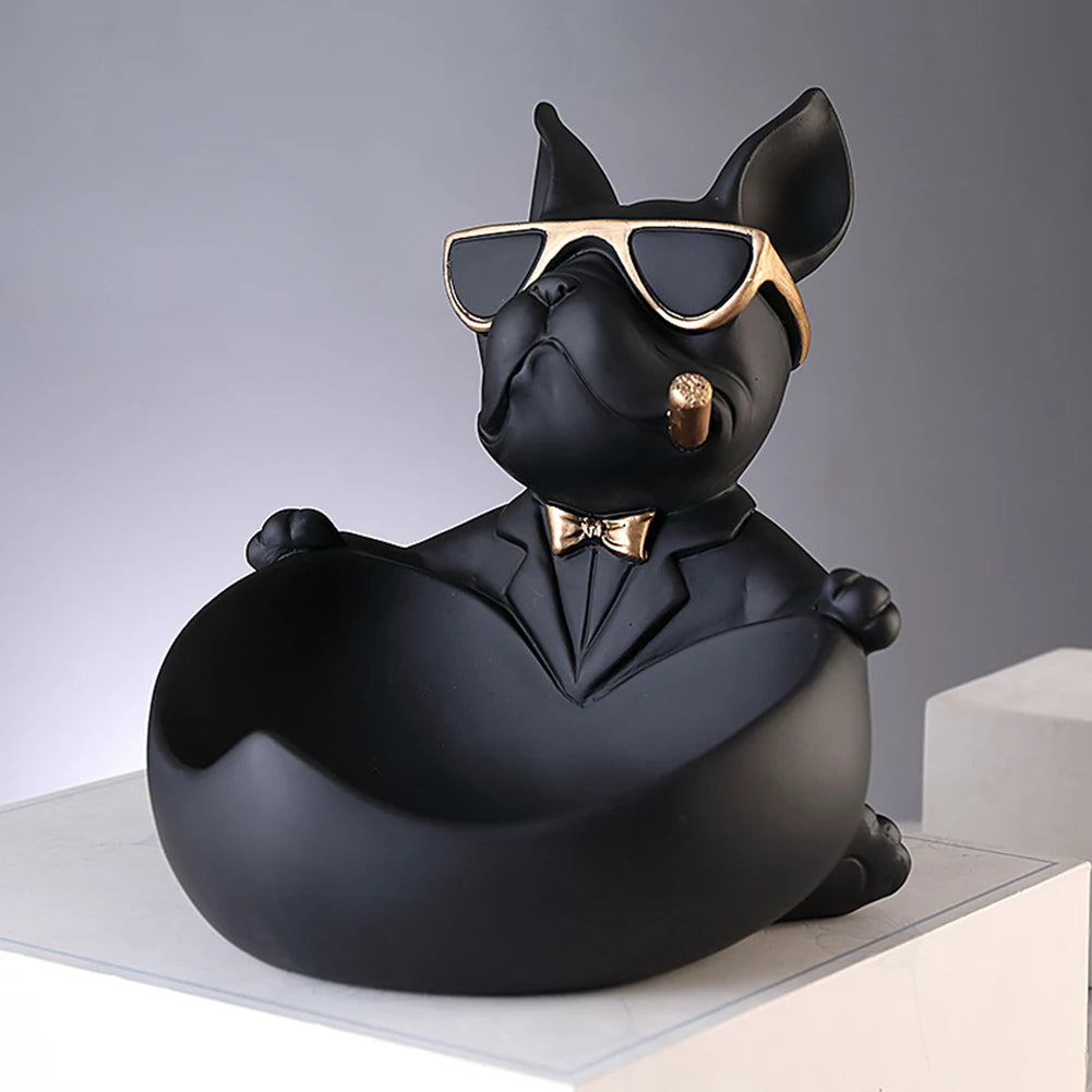 French Bulldog Sculpture Dog Statue with Tray and Keys Holder