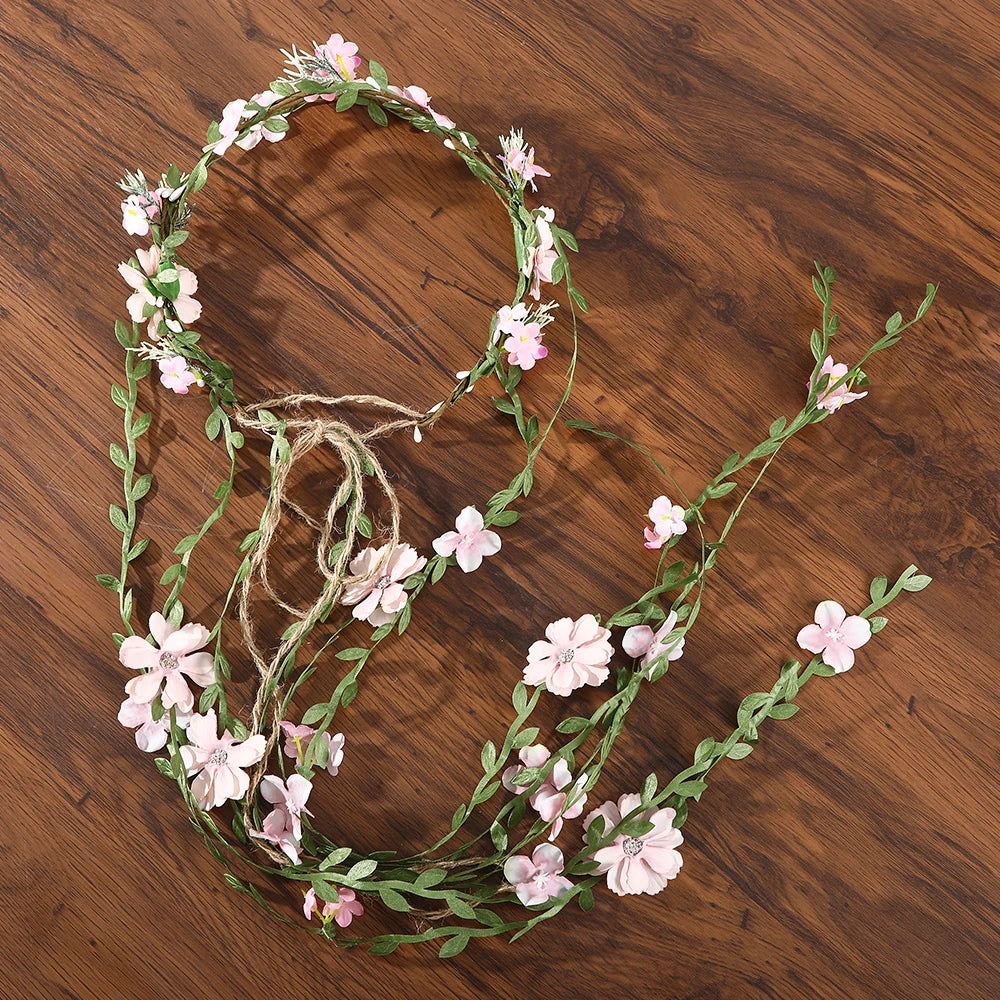 Bohemian Rattan Flower Vines Crown Headband