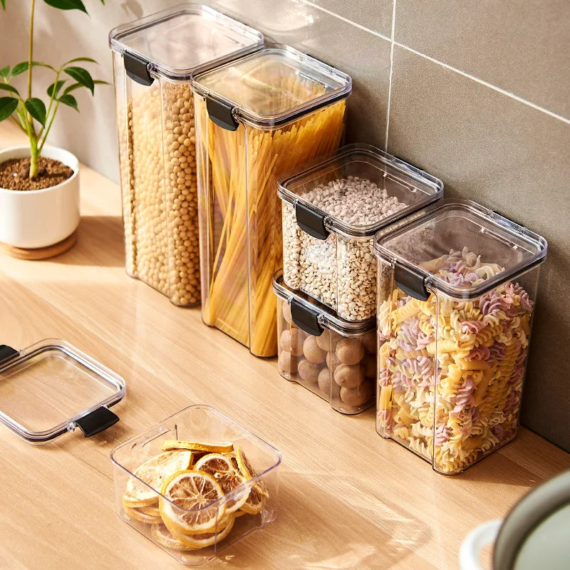 5Pcs Sealed Jars Kitchen Grain Storage Organizer