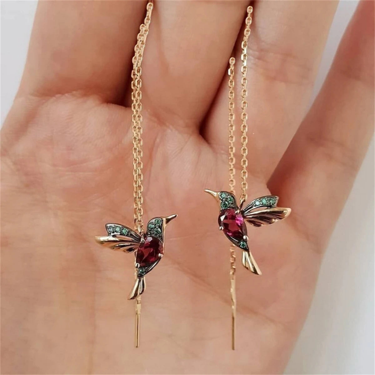 Trend Little Bird Drop Long Hanging Earrings