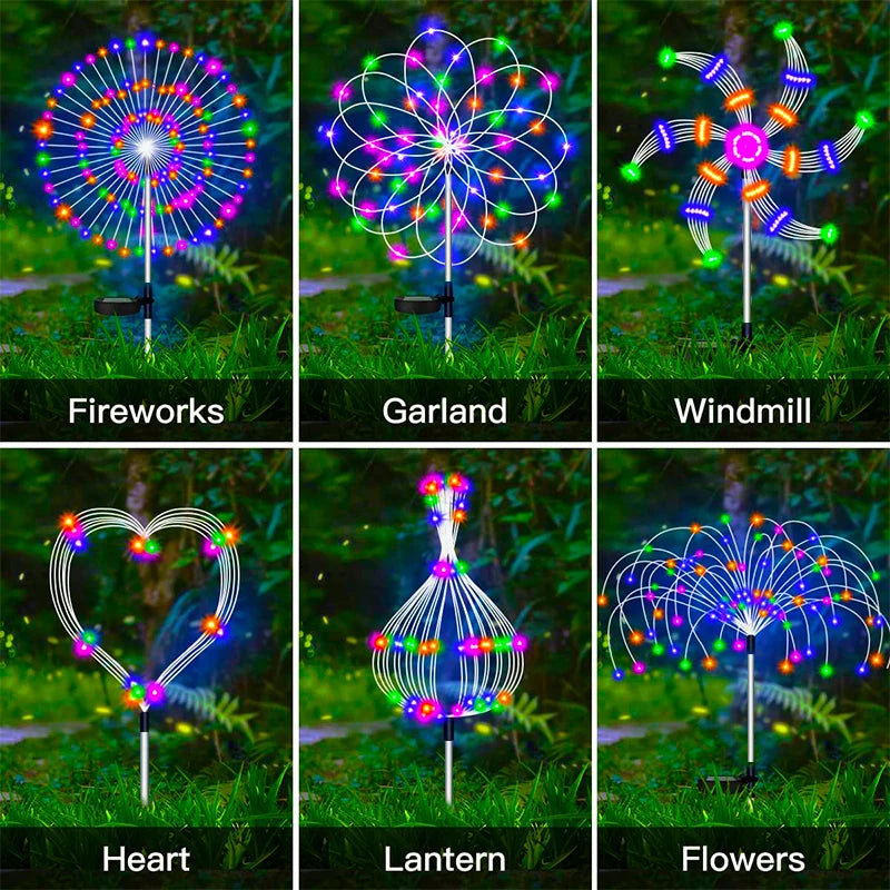 amazing Solar LED Firework Fairy Lights Outdoor Waterproof Garden Decoration