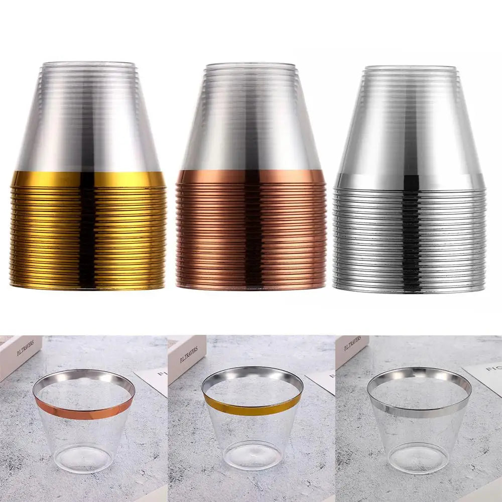 10PCS Disposable Plastic Cups Rose Gold