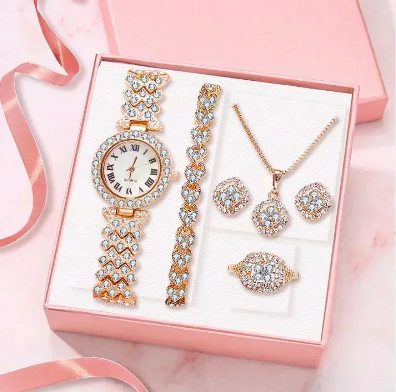 Luxury 5 Pcs Crystal  Watch set