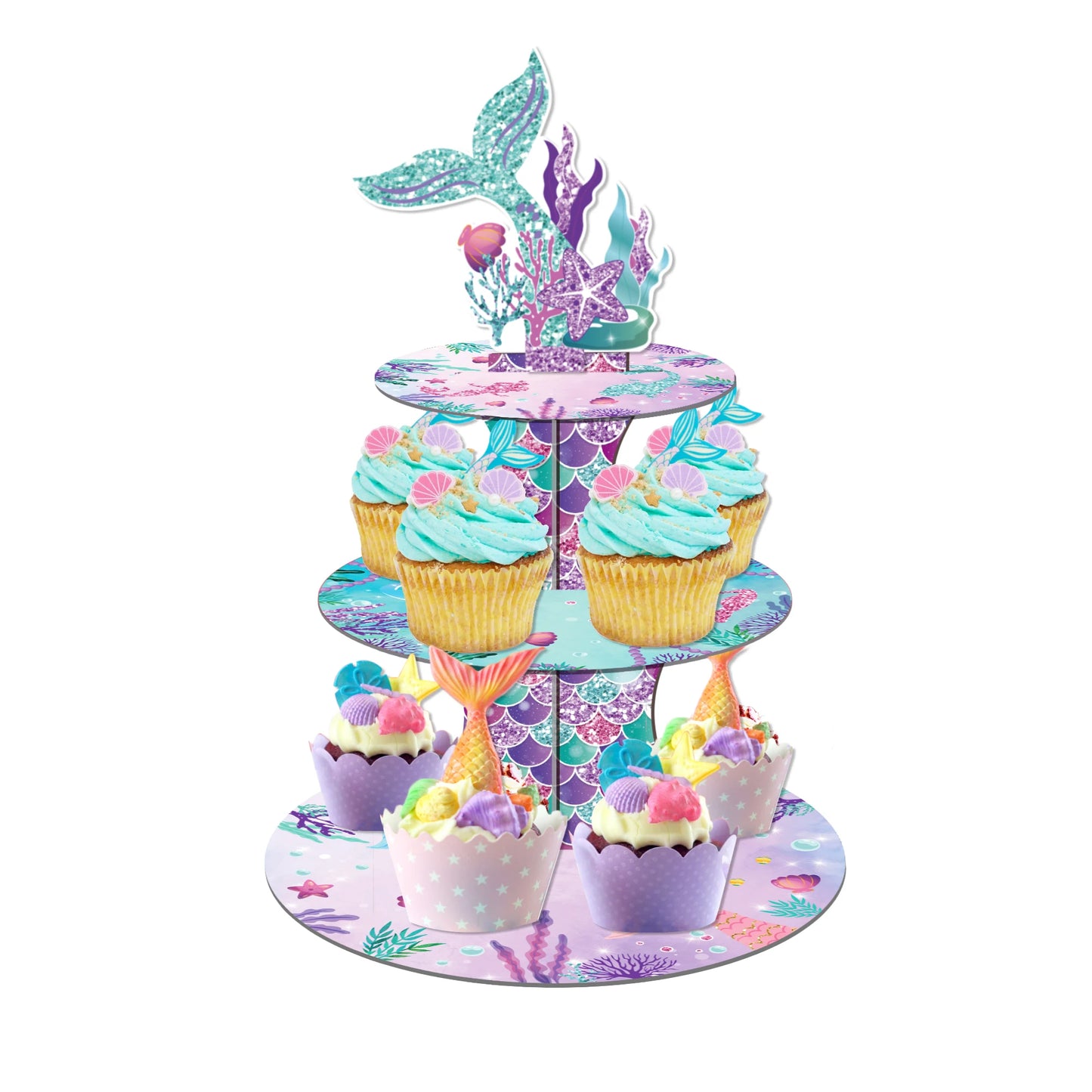 3Tier Cartoon Mermaid Tail Party Cake Display Stand