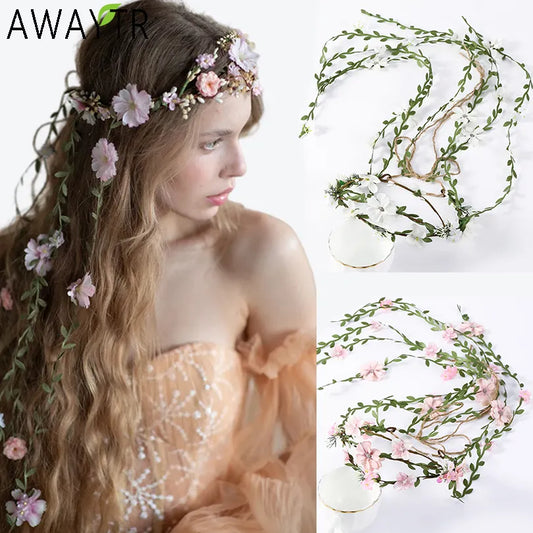 Bohemian Rattan Flower Vines Crown Headband