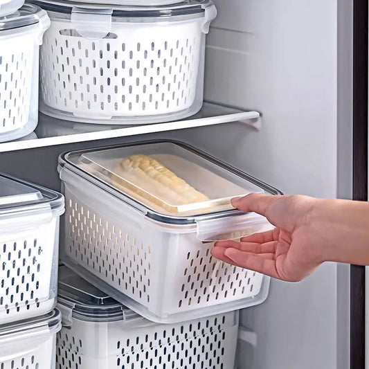 Refrigerator Preservation Storage Box Drain Basket Storage Containers