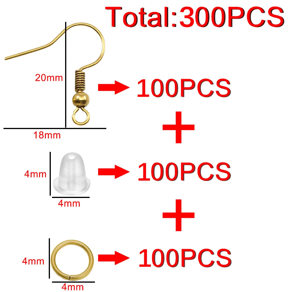 100/300pcs/Lot  Earring Hook Kit