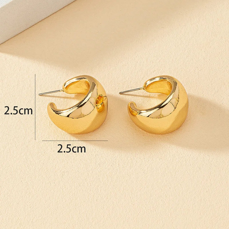 New Gold Color Round Chunky Earrings