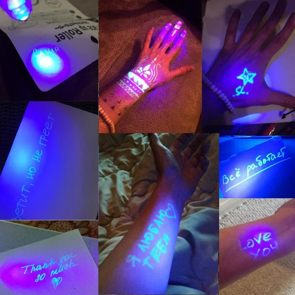 12 PCS Invisible Ink Pen , Spy Pen with UV Light,