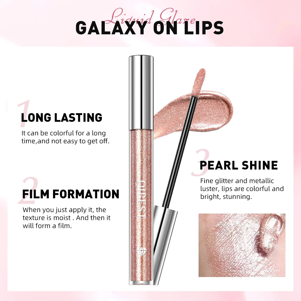 QIBEST shimmer lip gloss beauty girl diamond glitter lip tint