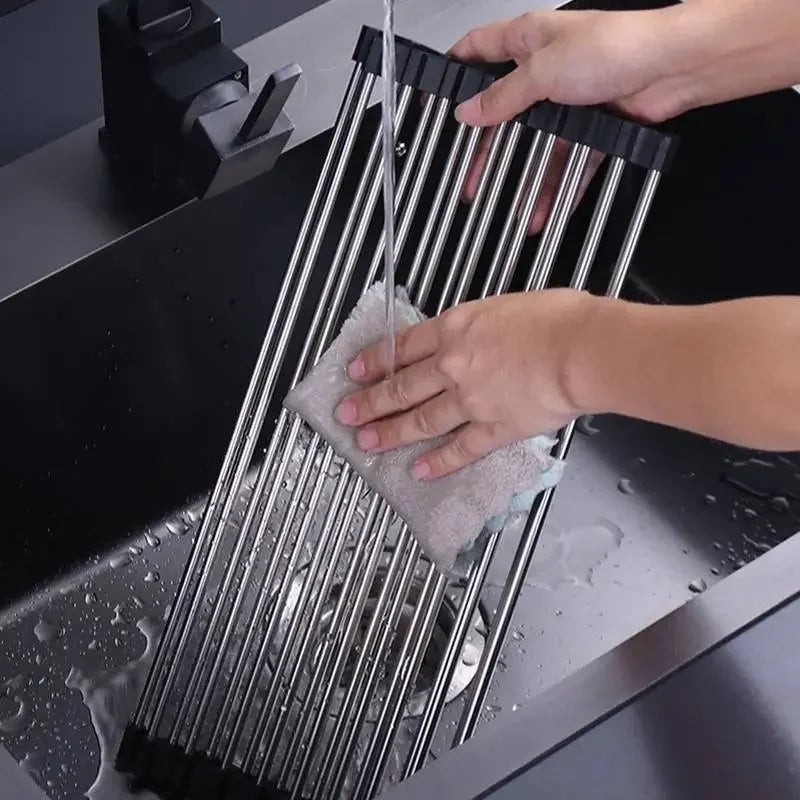 Foldablel  Stainless Steel Roll Up Dish Drying Rack